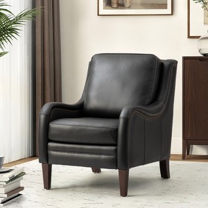 Regina 27.56" Wide Genuine Leather Armchair with Removable Cushions and English Arms  | ARTFUL LIVING DESIGN - 1 of 4