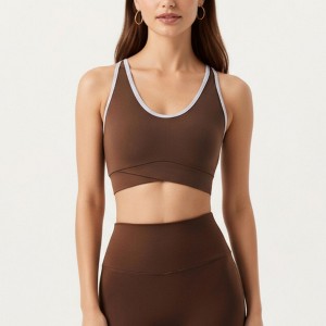 Anna-Kaci Active Women’s Stretch Sports Bra with Scoop Neckline Contrast Trim and Supportive Wrapped Underband Design - 1 of 4