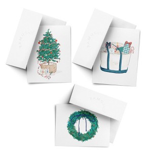 Christmas Tree, Wreath, Tote Bag with Presents Winter/Holiday/Christmas Greeting Card Pack Sets (3 ct, Assorted) by Ramus & Co - 1 of 4