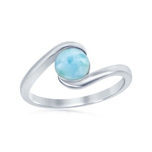 Caribbean Treasures Sterling Silver, Round Larimar, Swirl Design Ring - Available Sizes:  9 ,  8 ,  7 ,  6 - 1 of 1