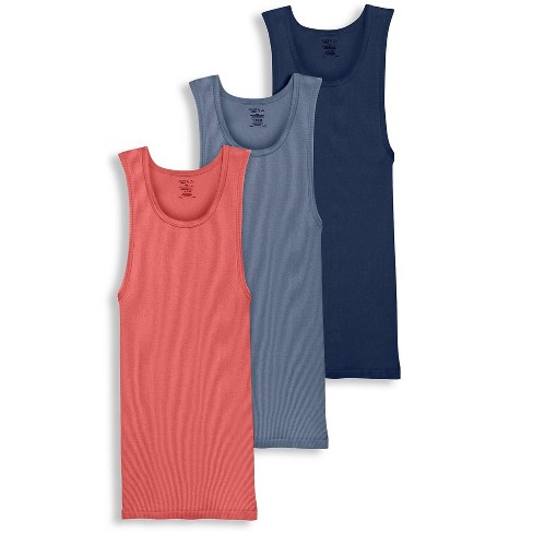 Jockey Men's 100% Cotton Tall Man A-shirt Tank - 3 Pack Lt Rough Sea  Blue/spiced Red/ink Well : Target