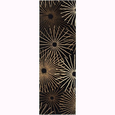 Mark & Day Fox Creek 3'x12' Runner Tufted Indoor Area Rugs Black: Geometric Wool, Stain-Resistant, Modern Handmade Decor