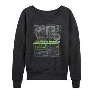 Women's - Jurassic World: Rebirth - Dinosaur DNA Digital Lightweight French Terry Wide Neck Long Sleeve Shirt - 1 of 4