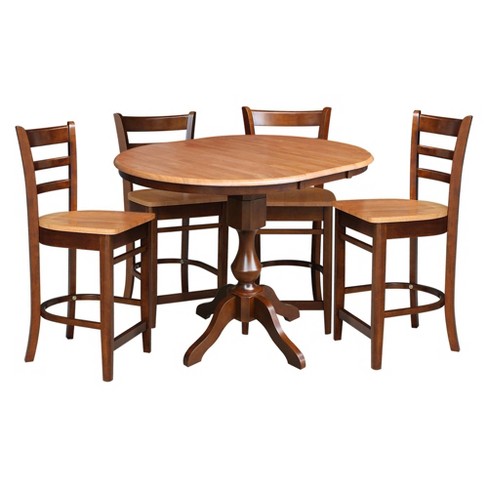 36 Jack Round Extendable Dining Table With 12 Drop Leaf And 4 Emily Counter Height Barstools International Concepts Target