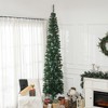 HOMCOM 9.5 FT Pencil Artificial Christmas Tree, Slim Pine Needles Xmas Tree with Realistic Branches, Pine Cones, Metal Base, Green - 2 of 4