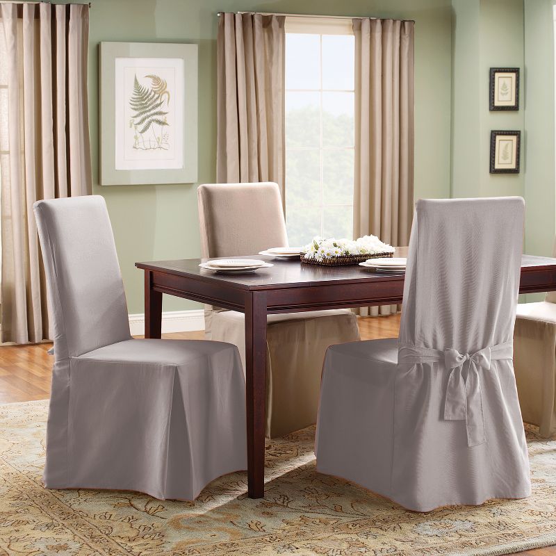 Cotton Duck Long Dining Room Chair Slipcover - Sure Fit, 3 of 6