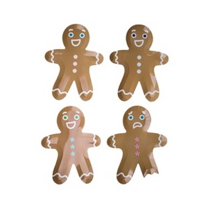 Jollity & Co. - Gingerbread Men Dessert Plates - Pack of 8 Paper Plates, 2 of Each Style Per Pack - 1 of 3