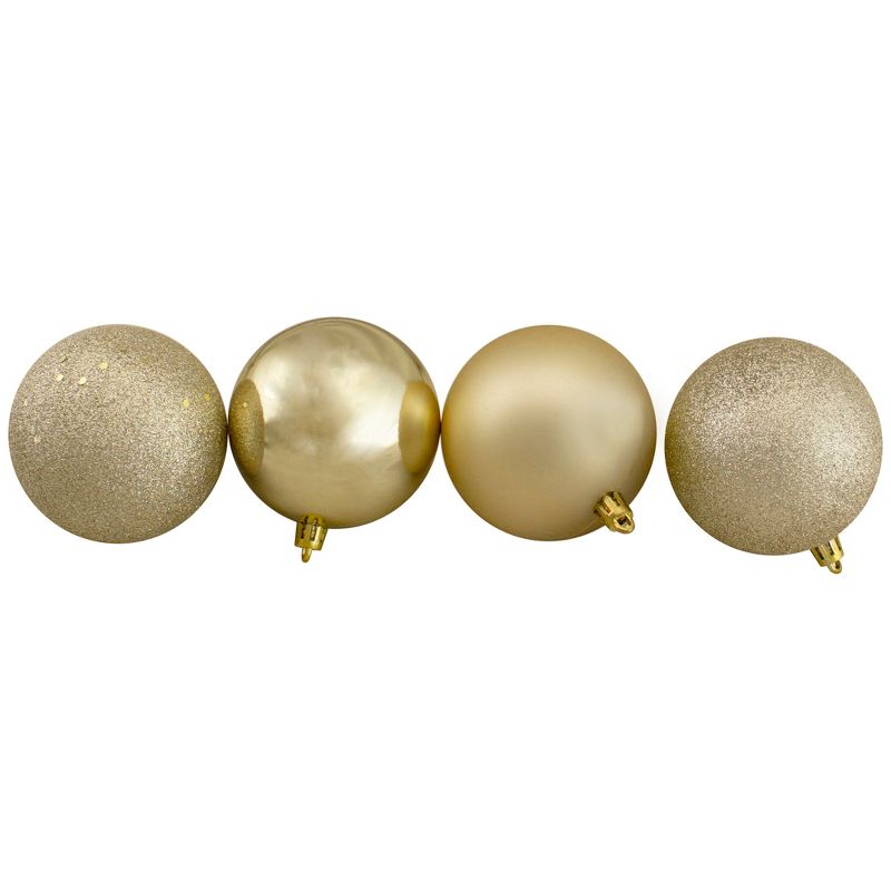 Northlight 32ct Champagne Gold Shatterproof 4-Finish Christmas Ball Ornaments 3.25" (80mm), 3 of 4