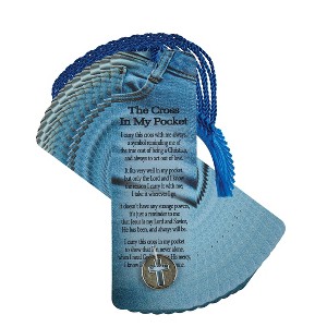 Dicksons Cross in My Pocket Blue Denim 6 inch Paper Tussled Bookmark with Coin Pack of 15 - 1 of 4