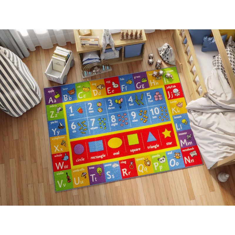 KC CUBS Boy & Girl Kids ABC Alphabet, Numbers & Shapes Educational Learning & Fun Game Play Nursery Bedroom Classroom Area Rug Carpet, 3 of 11