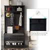 Coat Rack, 69 Inch Hall Tree Storage Shelf with 4 Hooks and 2 Drawers Entryway Shoe Bench for Entrance, Hallway-Black - 4 of 4