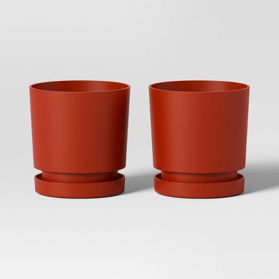 2pc Recycled Resin Indoor Outdoor Planter Pots Red 4"x4"x4" - Room Essentials™