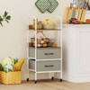 Costway 1/2 PCS Rolling Utility Storage Cart with 2 Open Shelves and 2 Fabric Drawers for Bedroom - 4 of 4