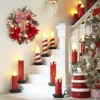 Pre-Lit Christmas Wreath for Front Door, 24 Inch Large Lighted Wreath with Xmas Balls, Artificial Flower & Bow, Battery Operated Christmas Wreath - 3 of 4