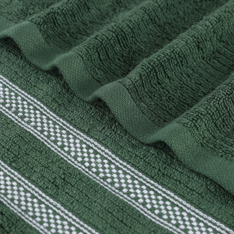 Zero Twist Cotton Ribbed Modern Geometric Border Bath Towel Set of 3 by Blue Nile Mills, 4 of 9