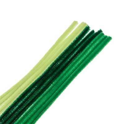 John Bead Fluffy Pipe Cleaners Chenille Stems for Art School Craft Supplies, 12in x 6mm Green Mix 100 Pieces