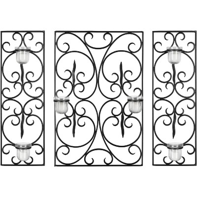 3 Panel Scroll Wall Décor - Black - Safavieh