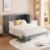 Foldable Full Size Murphy Bed with Drawers and USB Port,Space-Saving Cabinet Bed with Rattan Doors-The Pop Home - 3 of 4