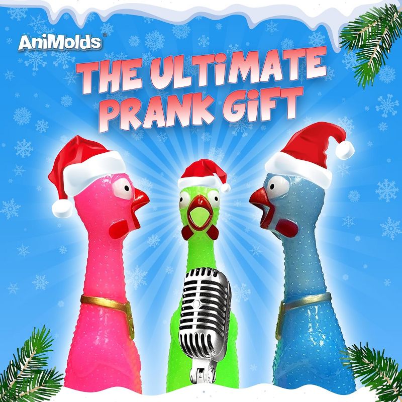Animolds Squeeze Me Rubber Chicken Toy Screaming Rubber Chickens for Kids Novelty Squeaky Toy Chicken TikTok Sensation Glow In The Dark, 3 of 4