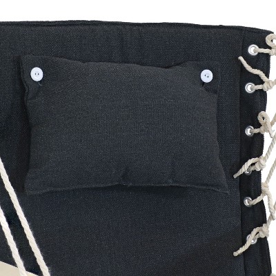 Black Polycotton Hanging Chair with Birch Spreader Bar and Cushions
