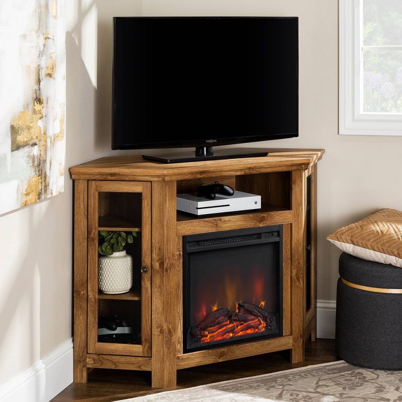 Glass Door Electric Fireplace Corner TV Stand for TVs up to 50" - Saracina Home, 4 of 19