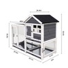 Wood Rabbit Hutch, Outdoor Bunny Hutch with Ramp, Guinea Pig Cage with Pull Out Tray, 2 Levels Bunny House for Small Animals, Waterproof Roof - 3 of 4