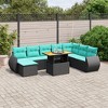 vidaXL Patio Sofa Set with Cushions Outdoor Furniture 9 Piece Poly Rattan - Black without storage - 2 of 4