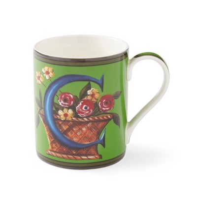 Kit Kemp by Spode 12oz Alphabet Mug, Unique Stylish Monogram, Fine China, Dishwasher Safe, Personalized Initial, Fabulous Mug with Gift Box