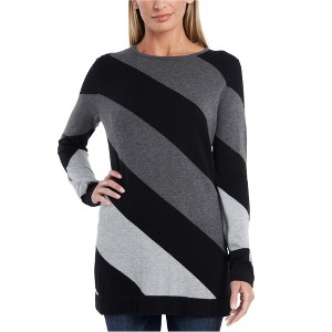 Vince Camuto Womens Asymmetrical Stripe Pullover Sweater - 1 of 1