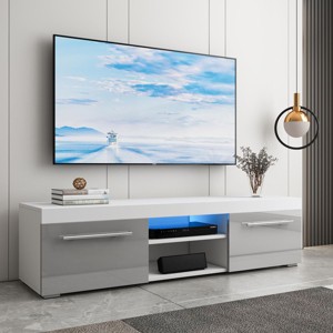 Hommpa 51" High Gloss TV Stand for TVs up to 59" LED Entertainment Center with 2 Storage Drawers - 1 of 4
