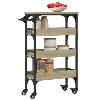 CLIHOME 4-Tier Rolling Kitchen Trolley 29.9" Engineered Wood With Lockable Wheels