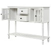 Hostack Farmhouse Console Table with Bottom Shelf and Storage Cabinet for Living Room, White - 4 of 4