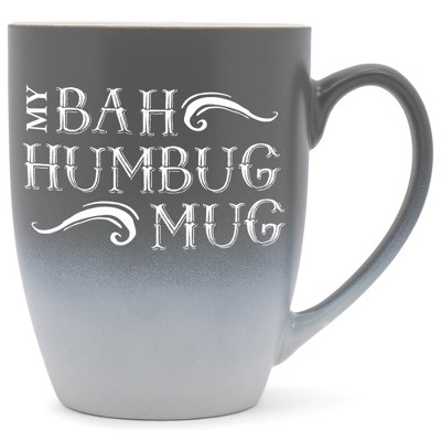 Elanze Designs My Bah Humbug Mug Two Toned Ombre Matte Gray and White 12 ounce Ceramic Stoneware Coffee Cup Mug