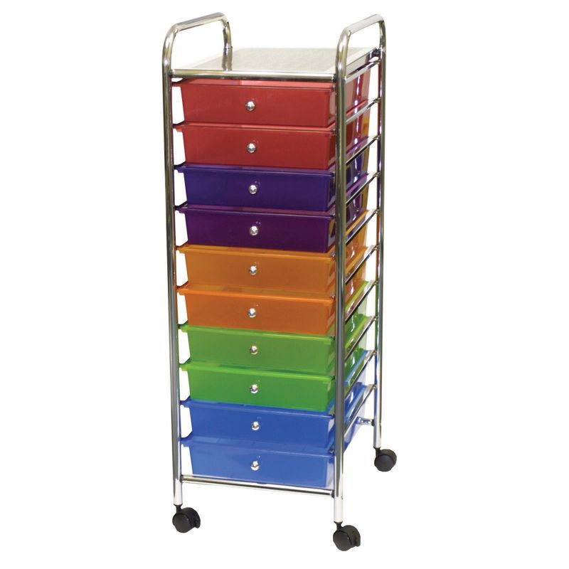 Mobile Organizer, 10 Drawers, 13 x 38 x 15-1/4 Inches, Multiple Colors, 1 of 2