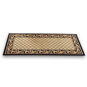 Collections Etc Floral Scroll Basket Weave Rug with Skid-Resistant Backing