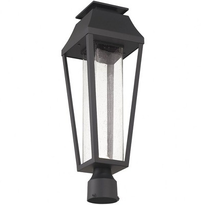 Brookline Matte Black LED Outdoor Post Lantern with Clear Seeded Glass