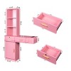 Modern Vertical Dressers,Wooden Dresser With Drawers And Open Shelves,Hair Desk With 3 Round Holes,Vertical Dresser For Bedroom-Cuddlewood - 4 of 4
