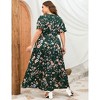 BLUEMING Summer Maxi Dress for Plus Size Women Tie Wasit Surplice Dress Flutter Sleeve A-Line Dress - 2 of 4