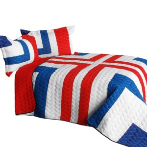 Slickblue Handmade Full/Queen Quilt Set, Soft Geometric Pattern, 2 Shams, TC Fabric, Design 1/2 - 1 of 4