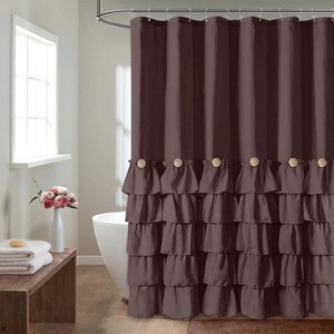 LunaLulinlk Brown Farmhouse Shower Curtain with Hooks - 1 of 4