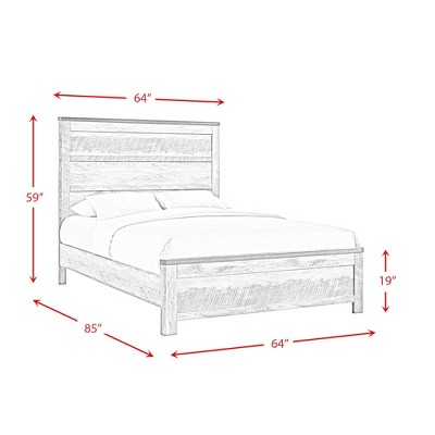 Rustic Gray Queen Panel Bed with Headboard and Storage Drawer