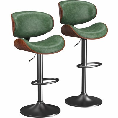 Gikpal Barstools, Adjustable Bentwood Barstools, Modern PU Leather Upholstered Bar Chair with Back and Footrest, for Bar, Dining Room