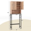 Costway Over The Toilet Storage Cabinet Free Standing Toilet Rack with Adjustable Shelf Black/White/Natural - 3 of 4