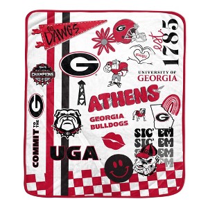 NCAA Georgia Bulldogs Native Fan Royal Plush Blanket - 1 of 2