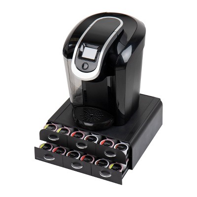 Black Plastic Coffee Pod Organizer with 2 Drawers