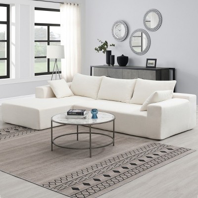 Dorsey 109" Minimalist Chenille L-Shaped Reversible Chaise Lounge with 2 Pillows Hardwood Frame Convertible Sectional Sofas-Maison Boucle