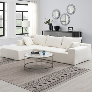 Dorsey 109" Minimalist Chenille L-Shaped Reversible Chaise Lounge with 2 Pillows Hardwood Frame Convertible Sectional Sofas-Maison Boucle - 1 of 4