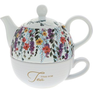 Pavilion Gift Company - Time for Tea - Tea for One (16 oz Teapot & 10 oz Cup) - Beverage Serving Sets - 1 of 4