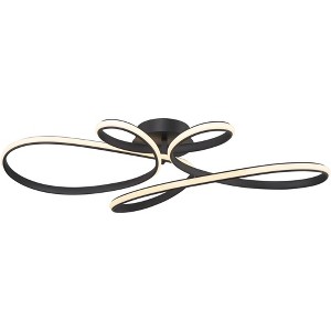 Possini Euro Design Helix Ultra Modern Semi Flush-Mount Ceiling Light Sand Black Dimmable LED Strip Twisting Ribbon 36 1/2" Wide Bedroom Kitchen - 1 of 4