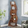 Hommoo 5-Tier Corner Shelf, Modern Wall Corner Bookshelf Bookcase - 4 of 4